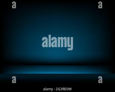Studio blauer Hintergrund im abstrakten Stil. Dunkelblauer abstrakter Hintergrund mit sanften Schatten. Stock Vektor