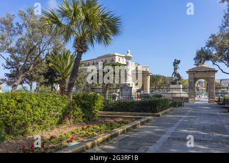 Malta Valletta Floriana: The Mall Gardens - Green Malta - Monument Stockfoto