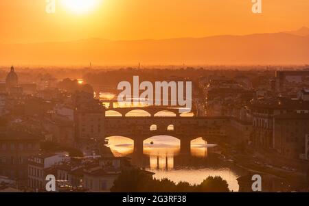 Italien Florenz Toskana Sommerabend Sonnenuntergang Stockfoto