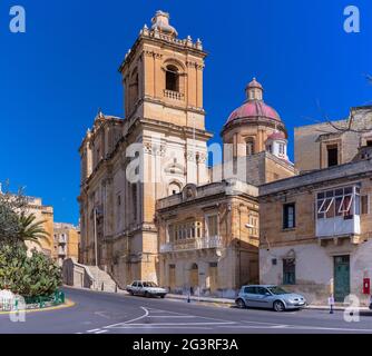 Malta Valletta, Vittoriosa, Birgu, St. Lawrence's Church Stockfoto