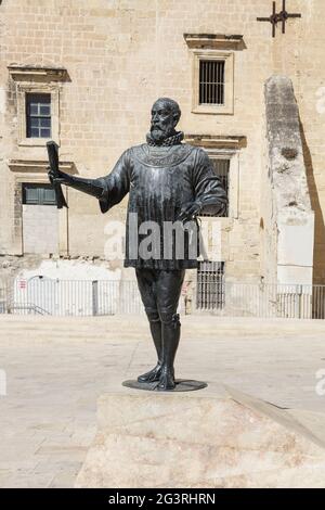 Malta Valetta Denkmal Jean de la Valette - GrÃ¼nder von Valetta - Monument Stockfoto