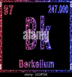 Berkelium chemisches Element, Zeichen mit Ordnungszahl und Atomgewicht, Stockfoto