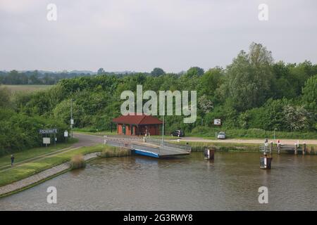 Passagier-Fähre Fischerhütte, Nord-Ostsee-Kanal, Schleswig-Holstein, Deutschland Stockfoto