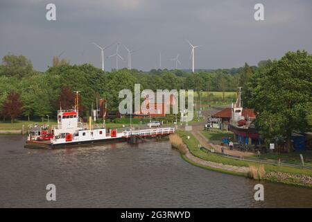 Passagier-Fähre Fischerhütte, Nord-Ostsee-Kanal, Schleswig-Holstein, Deutschland Stockfoto