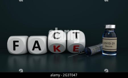 Coronavirus-Impfstoff Fake News Fakten Stockfoto