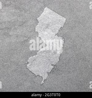 Karte von New Jersey, silberner Hintergrund, Kartenhintergrund Stockfoto