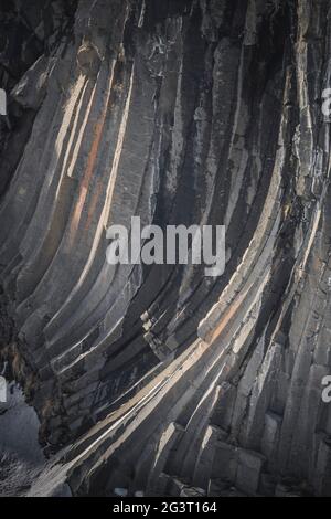 Der Studlagil Canyon schneite aus der Vogelperspektive Stockfoto