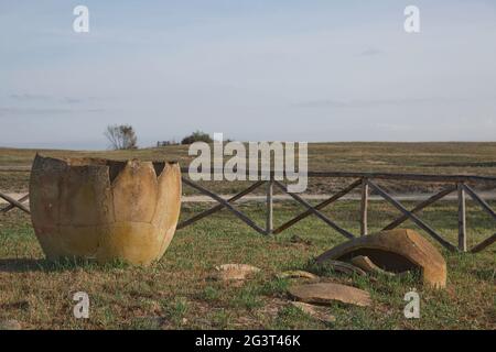 Die etruskische Nekropole von Monterozzi (8. Jahrhundert v. Chr.) ist ein Weltkulturerbe in Tarquinia, Provinz Cerveteri Rom, Italien Stockfoto