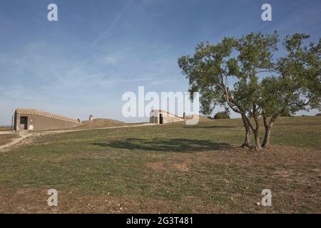 Die etruskische Nekropole von Monterozzi (8. Jahrhundert v. Chr.) ist ein Weltkulturerbe in Tarquinia, Provinz Cerveteri Rom, Italien Stockfoto