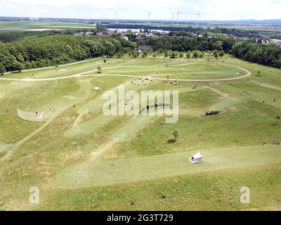 Blick vom Aussichtsturm Indemann auf die umliegende Freizeit Bereich Stockfoto