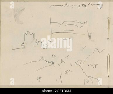 Blick auf die Prinsengracht in Amsterdam, auf die Lauriergracht. Seite 57 aus einem Skizzenbuch mit 32 Blättern. Stockfoto