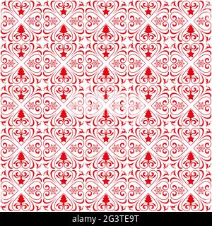 Weihnachtsmuster Ornamente Roter Hintergrund Stockfoto