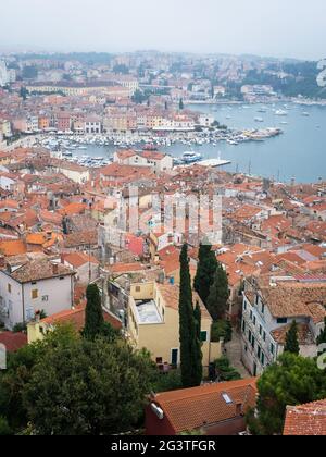 Blick vom Glockenturm in Rovinj Kroatien Stockfoto