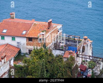 Blick vom Glockenturm in Rovinj Kroatien Stockfoto