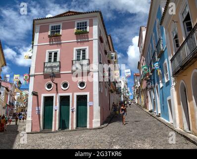 Straße in Salvador de Bahia in Brasilien Stockfoto