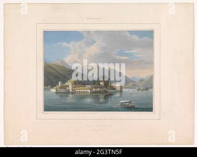 Blick auf Isola Bella, Lago Maggiore. Blick auf die Insel wunderschöne Insel mit Palast und Gärten. Stockfoto
