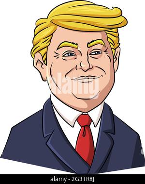 Karikatur-Vektor Karikatur Illustration von Präsident Donald Trump Stock Vektor