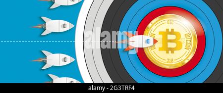 Rockets Bitcoin Target First Blue Header Stockfoto