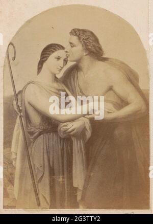 Fotoproduktion (vermutlich) eines Abdrucks einer Schäferin und Hirtin. Teil des Albums mit Bildern von Sehenswürdigkeiten und Landschaften in England und von Kunst Stockfoto