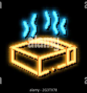 Abbildung des Leuchtsymbols „Schmelzkäse“ in Neonfarben Stock Vektor