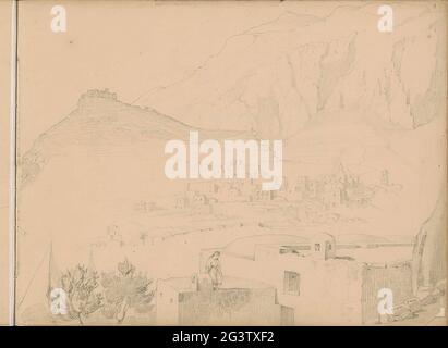 Blick auf Capri. Blatt 9 Recto aus einem Skizzenbuch mit 26 Blättern. Stockfoto