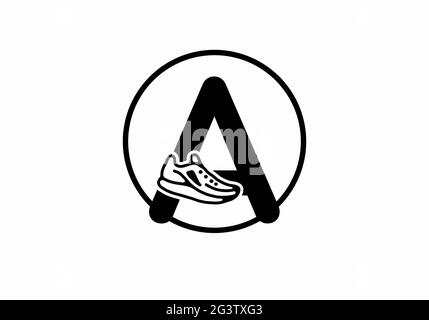Schwarz EIN Anfangsbuchstabe mit Schuhen im Kreis-Design Stock Vektor