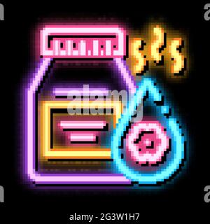 Blumenelixierflasche mit Neonlicht, Symbol-Illustration Stock Vektor