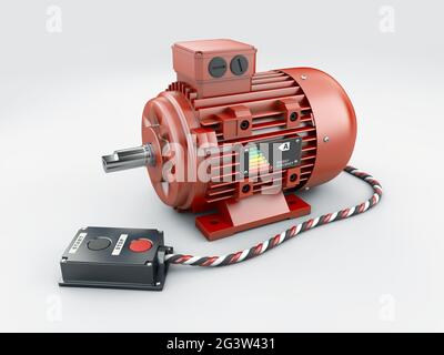 3d-Rendering von Elektromotorrotor mit Push Point Station, Clipping Path enthalten. Stockfoto