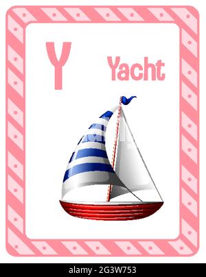 Alphabet Flashcard mit Buchstabe Y für Yacht Illustration Stock Vektor