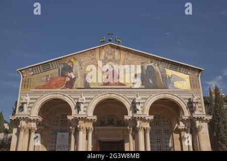 Kirche aller Völker im Garten Gethsemane auf dem Ölberg, Jerusalem, Israel Stockfoto