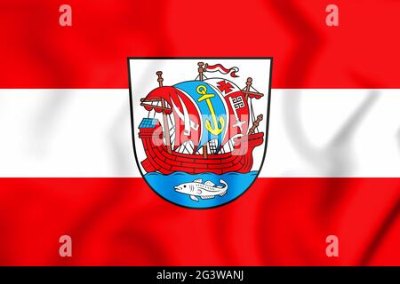 3D Flagge von Bremerhaven (Bremen), Deutschland. 3D-Illustration. Stockfoto