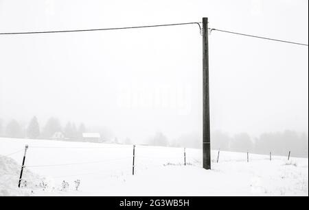 Der Kabelmast im Feld Stockfoto