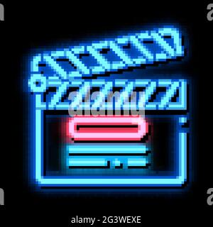 Klappbrett Nummerierung Neon leuchten Symbol Illustration Stock Vektor