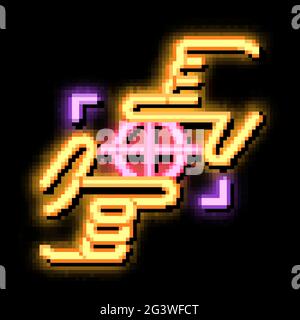 Darstellung des Leuchtsymbols für die Zielfokussierung in Neonfarben Stock Vektor