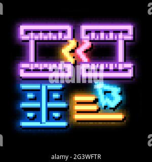 Abbildung des Symbols für das Schneiden von Filmstreifen mit Neonlicht Stock Vektor
