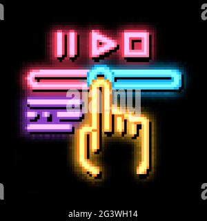 Video zurückspulen, Symbol für Neonleuchten Stock Vektor