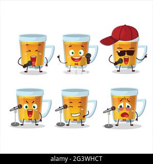 Ein niedliches Cartoon-Design-Konzept aus einem Glas Tee, das ein berühmtes Lied singt. Vektorgrafik Stock Vektor