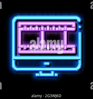 Video temporäre Band in Computer Neon leuchten Symbol Illustration Stock Vektor