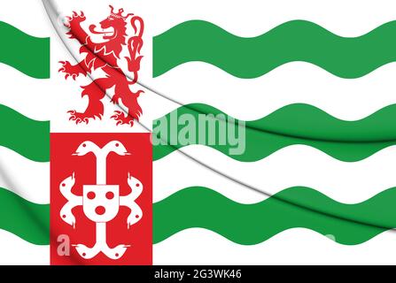 3D Flagge von Beekdaelen (Limburg), Niederlande. 3D-Illustration. Stockfoto