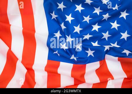 Amerikanische Flagge winkt abstrakt Hintergrund. Stockfoto