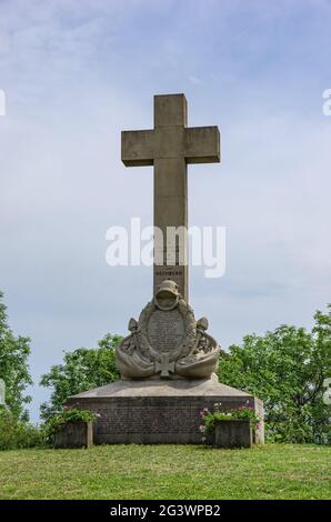 Kriegsdenkmal auf Rechberg für die Gefallenen des Ersten Weltkriegs im gleichnamigen Vorort Schwäbisch-Gmünd, Baden-Württemberg, Deutschland. Stockfoto