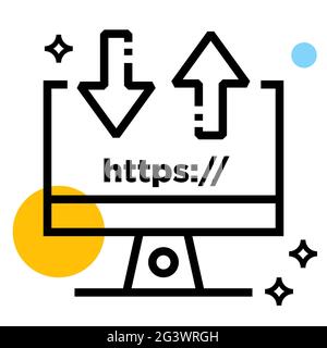 Grafik zum Hochladen des Symbols zum Herunterladen von Computern Stockfoto