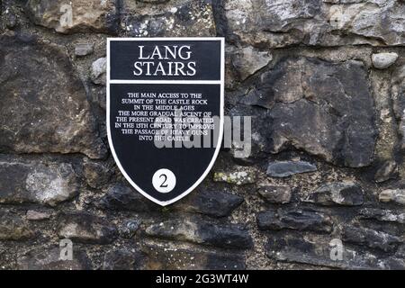 Lang Treppen Zeichen, das Edinburgh Castle Stockfoto