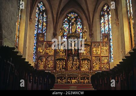 HAUT-RHIN (68) KAYSERSBERG. ALTARBILD DER KIRCHE VON STE-CROIX VON JEAN BONGARTZ IM JAHR 1518 Stockfoto