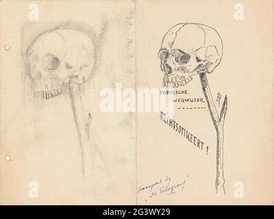 Menschlicher Schädel auf einem Stock. . Stockfoto