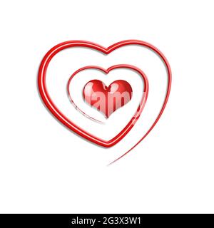 Alles Liebe zum valentinstag. Herzförmiges Symbol der Liebe. 3d-Illustration Stockfoto