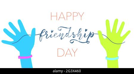 Friendship Happy Motivational Zitat für T-Shirt, Poster, Print, Merch Design Template. Happy Friends Forever Grußkarte Handgezeichneter Schriftzug. Stock Vektor