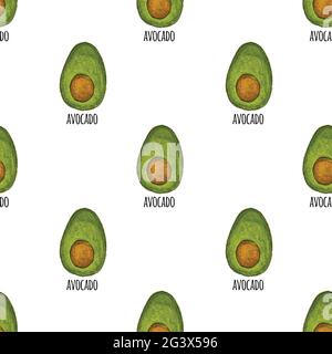 Niedliche Hand ertränkt kleine Avocado nahtlose Muster Hintergrund. Vektorgrafik EPS10 Stock Vektor