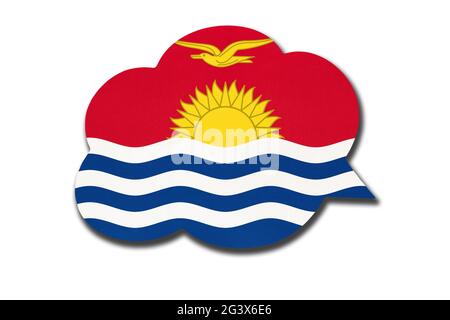 3d-Sprechblase mit isolierter Kiribati-Nationalflagge auf weißem Hintergrund. Symbol des Landes. Weltkommunikationszeichen. Stockfoto