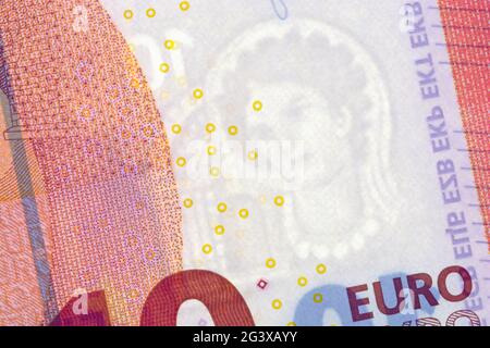 10 Euro-Note mit Wasserzeichen Stockfoto